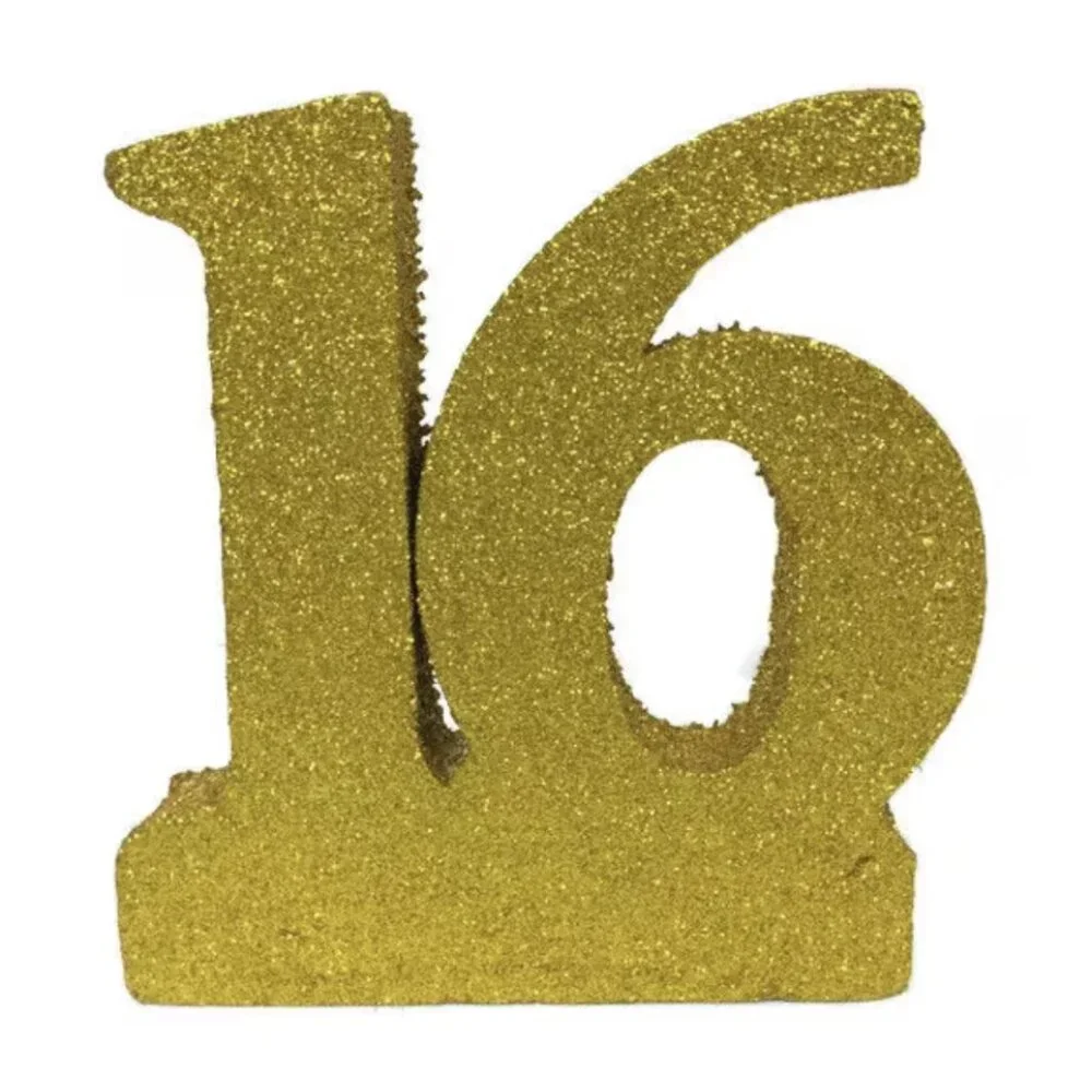 Sweet 16 Glitter Number Cake Centerpiece Styrofoam Decoration